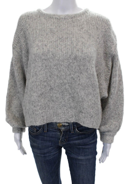 Atelier Delphine Women Pullover Sweater Gray Baby Alpaca Crew Neck Size XS