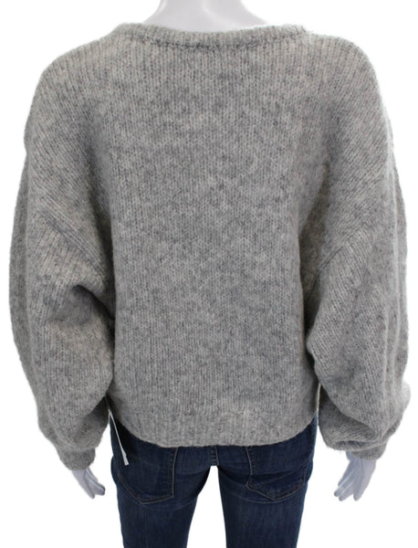 Atelier Delphine Women Pullover Sweater Gray Baby Alpaca Crew Neck Size XS