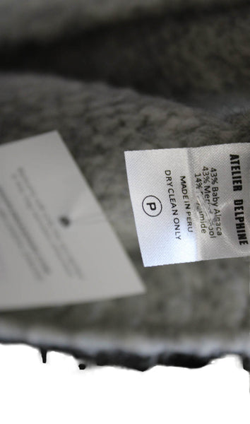 Atelier Delphine Women Pullover Sweater Gray Baby Alpaca Crew Neck Size XS