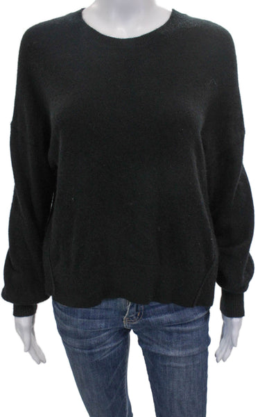 Le Ore Women Black Cashmere Pullover Crew Neck Long Sleeve Size M