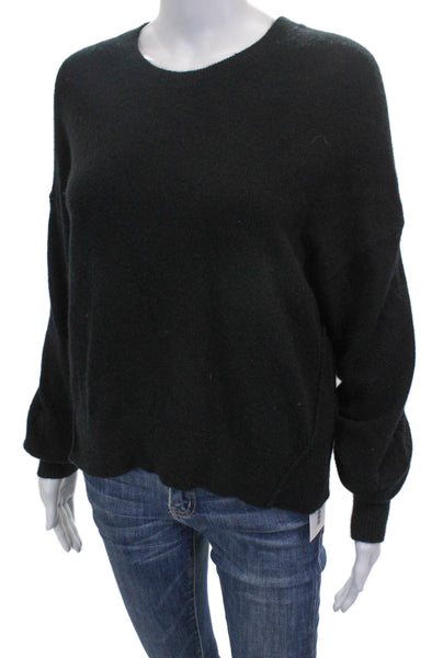 Le Ore Women Black Cashmere Pullover Crew Neck Long Sleeve Size M