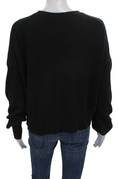 Le Ore Women Black Cashmere Pullover Crew Neck Long Sleeve Size M
