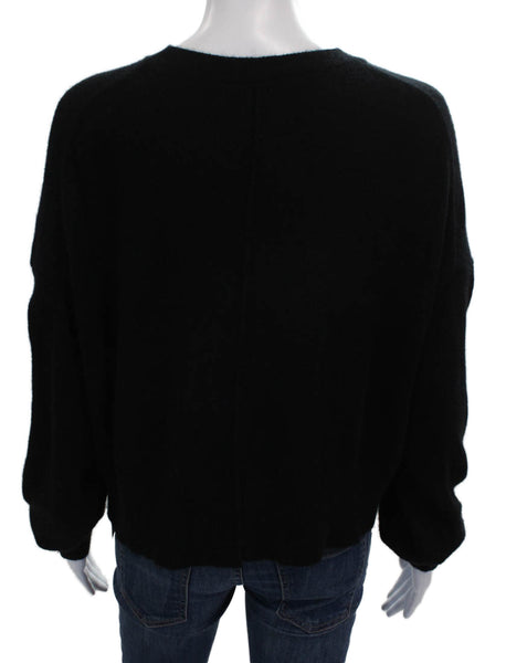 Le Ore Women Black Cashmere Pullover Crew Neck Long Sleeve Size M