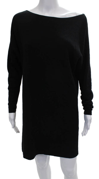 Polo Ralph Lauren Women Sweater Dress Black Wool Boat Neck Long Sleeve Size M
