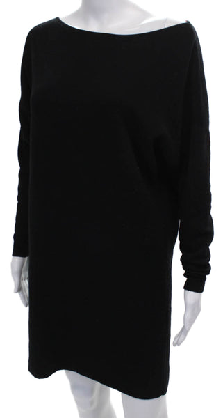 Polo Ralph Lauren Women Sweater Dress Black Wool Boat Neck Long Sleeve Size M