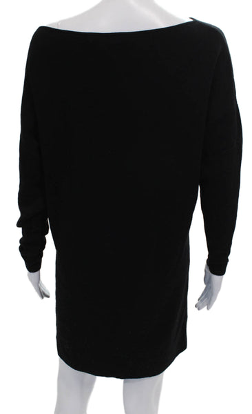Polo Ralph Lauren Women Sweater Dress Black Wool Boat Neck Long Sleeve Size M