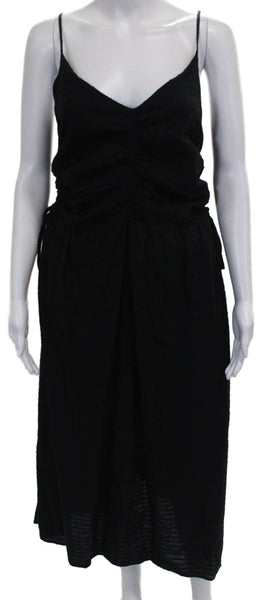Nation LTD Women Sundress Black V-Neck Cotton Sleeveless Full-Length Size L
