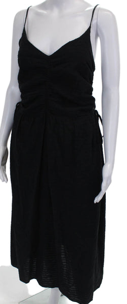 Nation LTD Women Sundress Black V-Neck Cotton Sleeveless Full-Length Size L