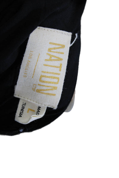 Nation LTD Women Sundress Black V-Neck Cotton Sleeveless Full-Length Size L