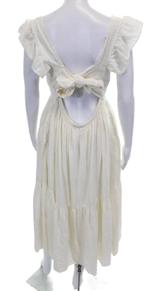 Madewell Womens Fit & Flare Dress White Cotton Square Neck Short Sleeve Size M