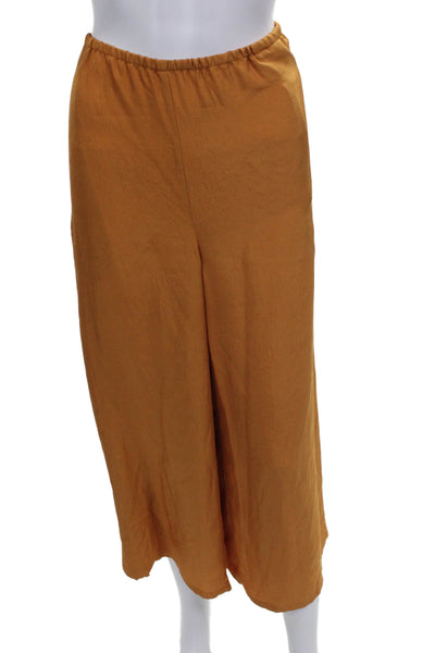 Vince Womens Cropped Pants Orange Pull On Triacetate Size XL