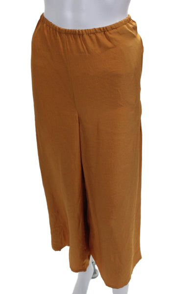 Vince Womens Cropped Pants Orange Pull On Triacetate Size XL