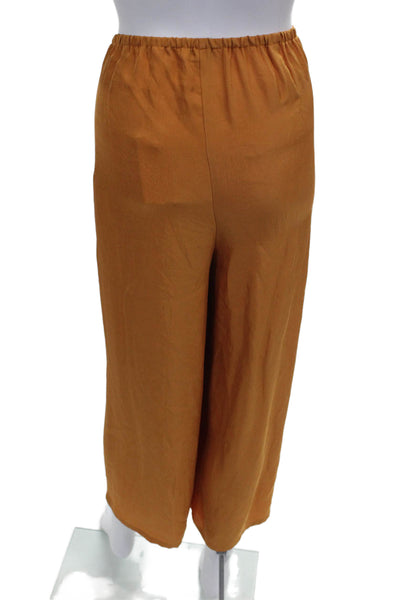 Vince Womens Cropped Pants Orange Pull On Triacetate Size XL