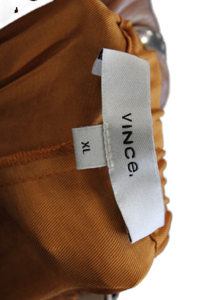 Vince Womens Cropped Pants Orange Pull On Triacetate Size XL