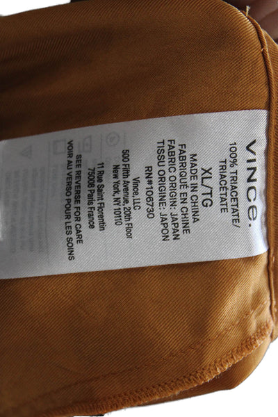 Vince Womens Cropped Pants Orange Pull On Triacetate Size XL