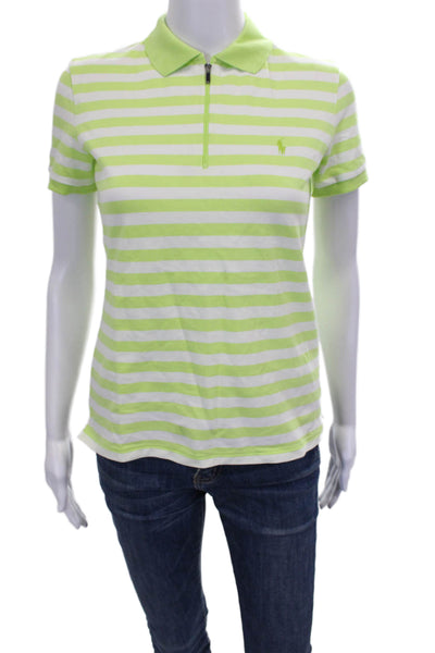 Ralph Lauren Golf Womens Striped Cotton Collared Zip Polo Short Sleeve Size S