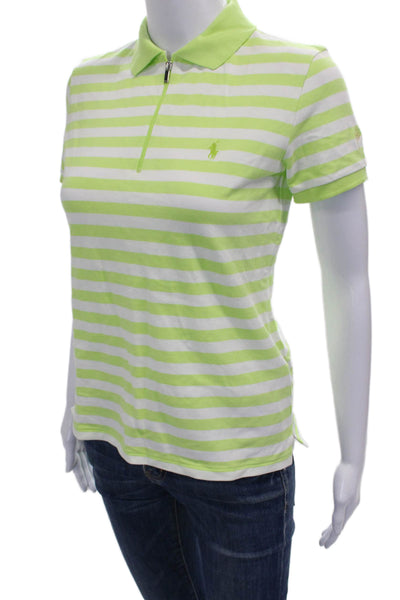 Ralph Lauren Golf Womens Striped Cotton Collared Zip Polo Short Sleeve Size S