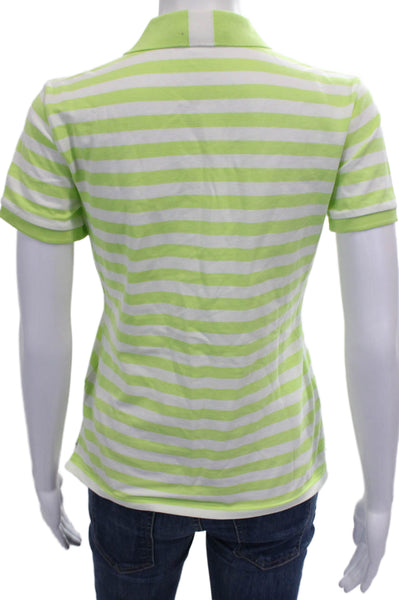 Ralph Lauren Golf Womens Striped Cotton Collared Zip Polo Short Sleeve Size S