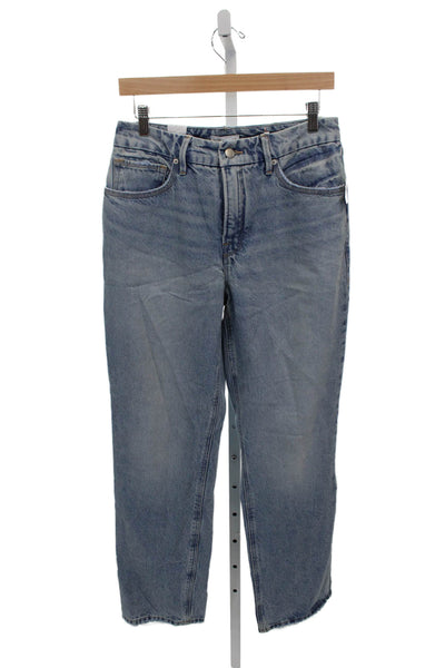 Good American Womens Straight Jeans Blue Low Rise Button Cotton Size 2