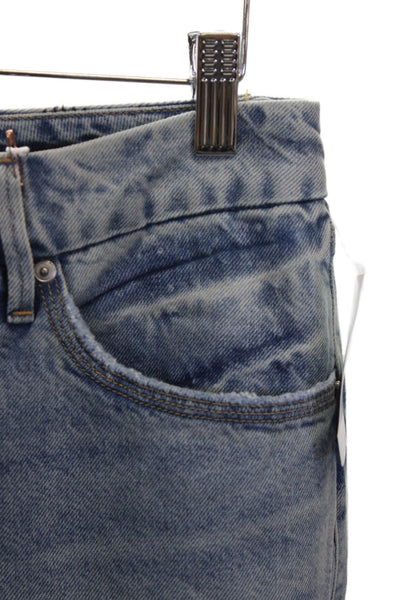 Good American Womens Straight Jeans Blue Low Rise Button Cotton Size 2