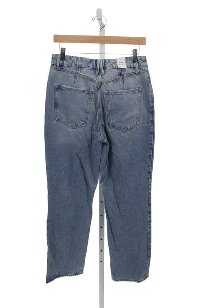 Good American Womens Straight Jeans Blue Low Rise Button Cotton Size 2