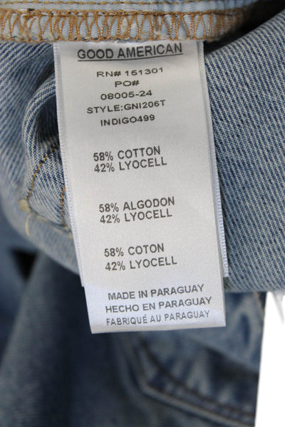 Good American Womens Straight Jeans Blue Low Rise Button Cotton Size 2