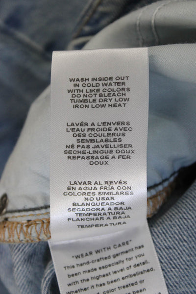 Good American Womens Straight Jeans Blue Low Rise Button Cotton Size 2