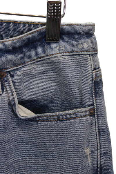 Grlfrnd Womens Straight Blue Jeans 100% Cotton Button Fly Size 25