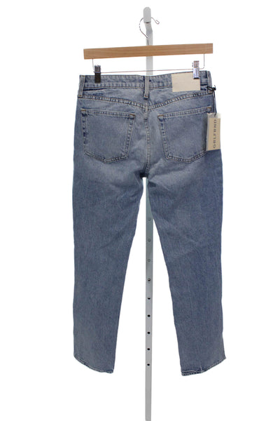 Grlfrnd Womens Straight Blue Jeans 100% Cotton Button Fly Size 25