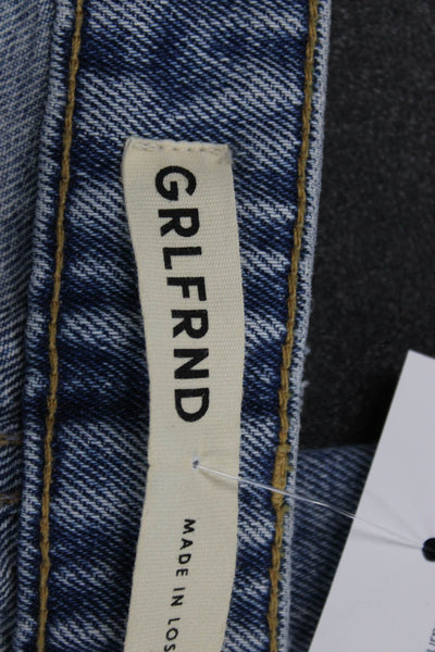 Grlfrnd Womens Straight Blue Jeans 100% Cotton Button Fly Size 25