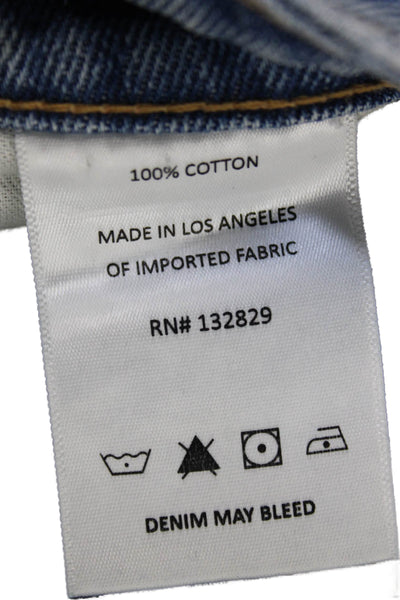 Grlfrnd Womens Straight Blue Jeans 100% Cotton Button Fly Size 25