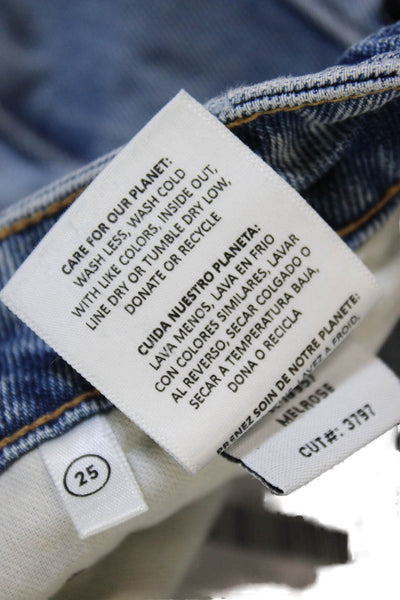 Grlfrnd Womens Straight Blue Jeans 100% Cotton Button Fly Size 25