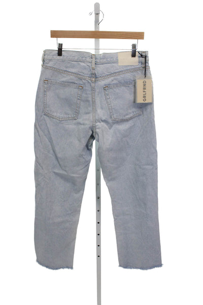 Grlfrnd Womens Straight Jeans Blue Mid Rise Inseam 30 Size 27