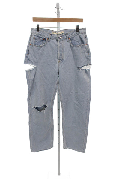 Grlfrnd Womens Blue Straight Jeans Mid Rise 100% Cotton Size 27