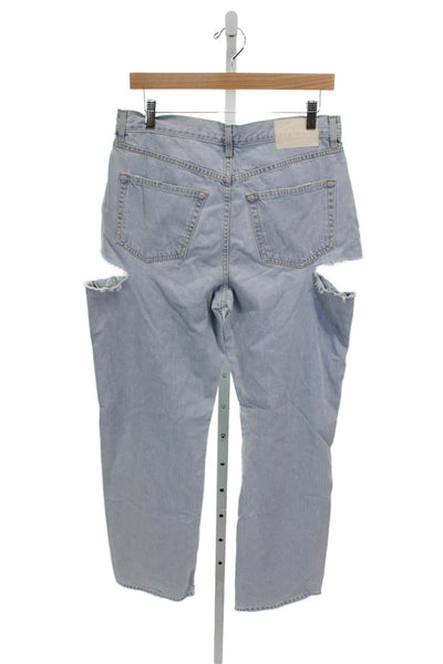 Grlfrnd Womens Blue Straight Jeans Mid Rise 100% Cotton Size 27