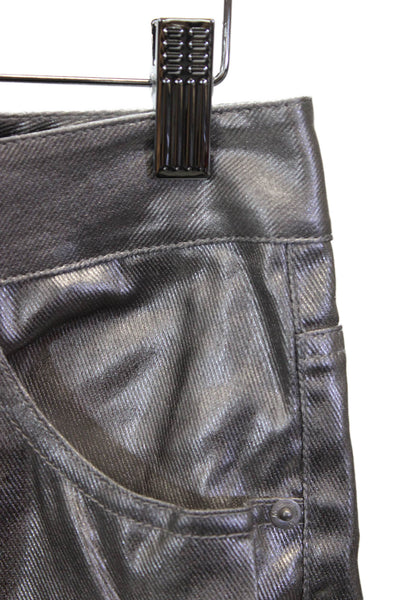 Meshki Women Silver Straight Jeans 100% Cotton Button Closure Inseam 30 Size S