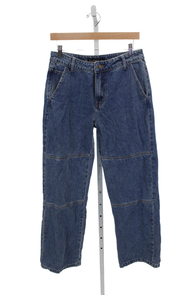 Lioness Women Straight Jeans Blue Cotton Low Rise Button Size S