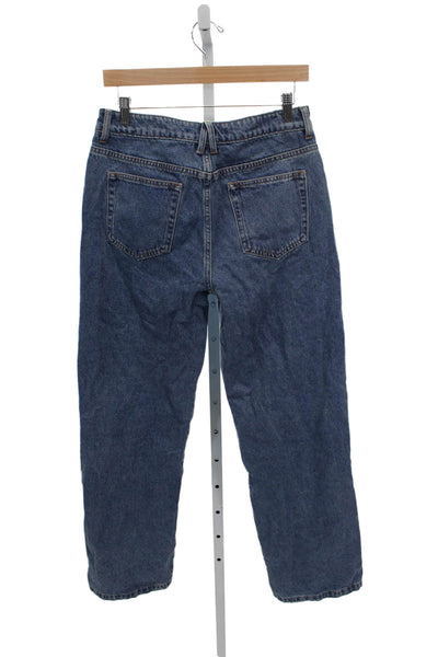 Lioness Women Straight Jeans Blue Cotton Low Rise Button Size S