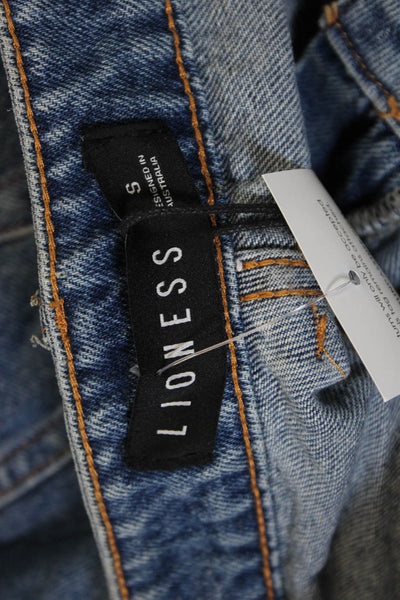 Lioness Women Straight Jeans Blue Cotton Low Rise Button Size S