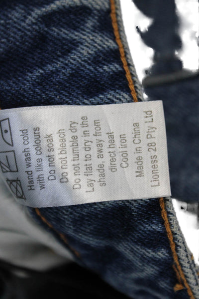 Lioness Women Straight Jeans Blue Cotton Low Rise Button Size S