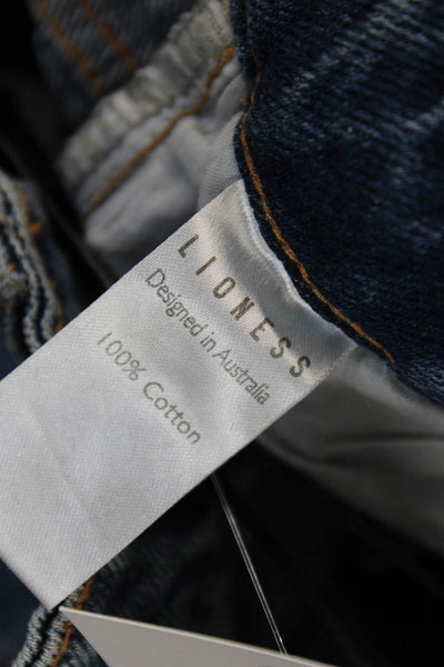 Lioness Women Straight Jeans Blue Cotton Low Rise Button Size S