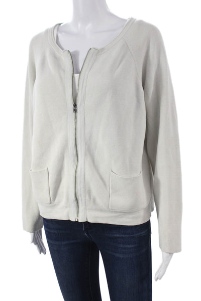 Eileen Fisher Womens Cardigan Silk Ivory Long Sleeve Round Neck Size XL
