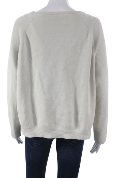 Eileen Fisher Womens Cardigan Silk Ivory Long Sleeve Round Neck Size XL