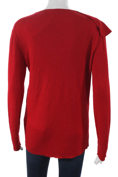 Lafayette 148 New York Women Pullover Wool V-Neck Sweater Red Size L