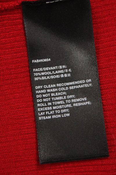 Lafayette 148 New York Women Pullover Wool V-Neck Sweater Red Size L