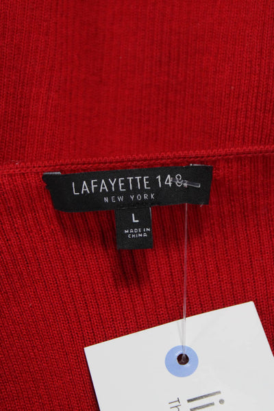Lafayette 148 New York Women Pullover Wool V-Neck Sweater Red Size L