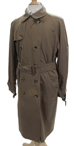 Burberry Mens Trench Coat Brown 100% Cotton Button Size L