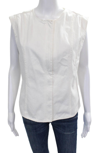 Zara Women Basic White Cotton Sleeveless Round Neck Blouse Size XL