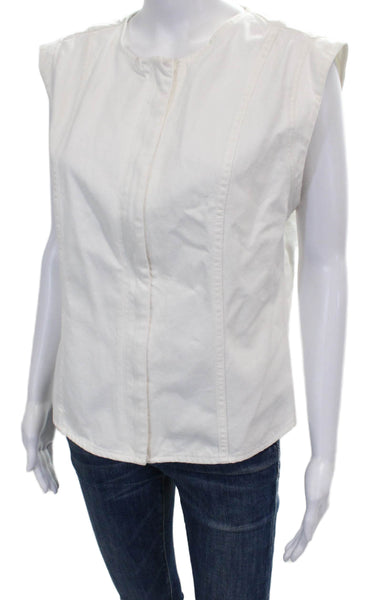 Zara Women Basic White Cotton Sleeveless Round Neck Blouse Size XL