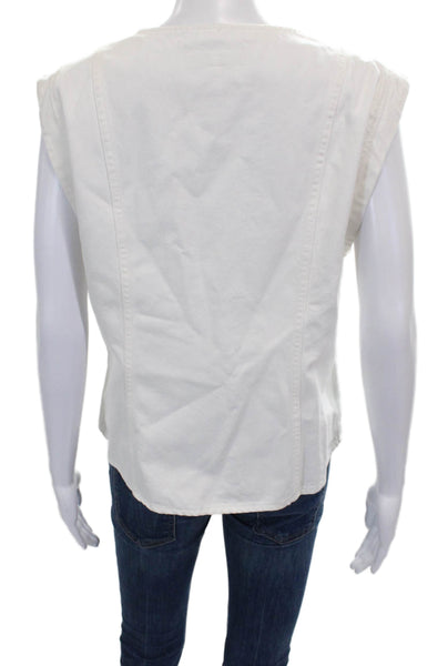 Zara Women Basic White Cotton Sleeveless Round Neck Blouse Size XL
